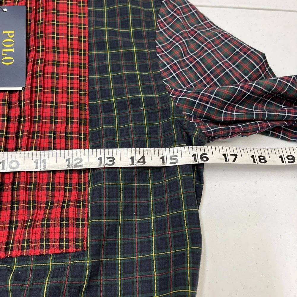 Polo Ralph Lauren Mixed Plaid Button Down Shirt Dress Size 16 Fit‎ Flare Preppy